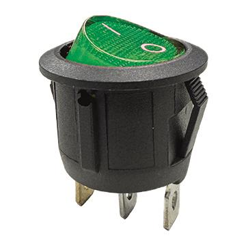 Spínač prosvětlený kulatý, zelený
